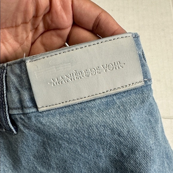 Maniere De Voir Marble Print Mom Jeans Size 8 High Waisted Distressed Denim Jean - Picture 14 of 14